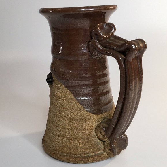 Mug Man Smiling Art Studio Pottery 3-D Face Glazed Stoneware Cup Mustache Nose - Picture 7 of 12